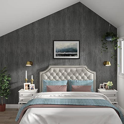 Peel and Stick Wood Contact Paper Waterproof Countertop Film Grey Wood Grain Wallpaper Self Adhesive Removable Vinyl Wrap for Cabinets Countertops Furniture Kitchen Bedroom Wall 17.7"X118" Yenhome - color: Charcoal/Gray, size: 17.7" x 118"