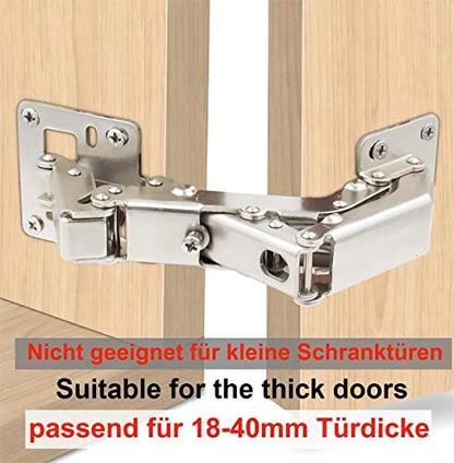 Qrity 2X Pack of Big Kitchen Cabinet Door Hinges Cupboard Door 170 Degree Hinges + 16 Fixing Screws - Large Angle Door Hinges - No Slot Required - Easy to Install (Pack of 2) - size: 2 Pcs Hinges (Pack of 2)