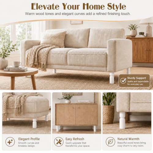 5.1 Inch wooden legs for furniture set of 4 Wood Furniture Legs Couch Feet Colorful Round Sofa Furniture Replacement Solid Wood Furniture Feet for Couch Bed Chair Cabinet Bookcase Dresser Ottoman - color: White