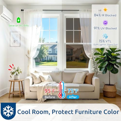 rabbitgoo Window Privacy Film One Way, 17.5" x 78.7", Brown Silver - color: Brown-silver, size: 17.5" x 78.7"