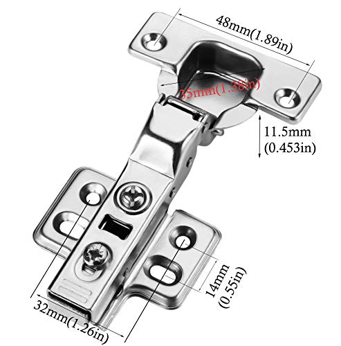40Pcs Frameless Soft Close Half Overlay Cabinet Hinges - color: Half Overlay, size: 20 Pairs