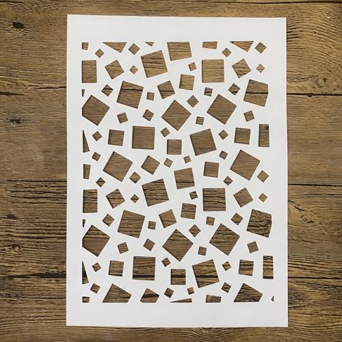 TIAMECH A4 Reusable Geometric Square Stencil for Painting - color: Geometric Square