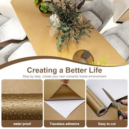 Dark Gold Stainless Steel Contact Paper for Countertops Cabinets - color: Dark Gold, size: 15.7" x 118"