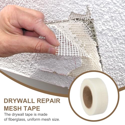 PATIKIL Drywall Repair Mesh Tape, 2 inch x 164 ft Fiberglass Repair Patch Self-Adhesive Dry Wall Joint Tape 8 Mesh Wall Hole Crack and Seam Patch, White - size: 2 inch x 164 Feet