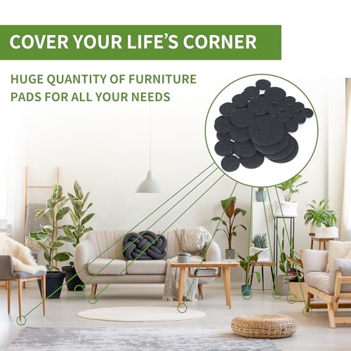 Felt Furniture Pads for Hardwood Floors 68 PCS, Round, Black - size: 68PCS Value Pack Round Black