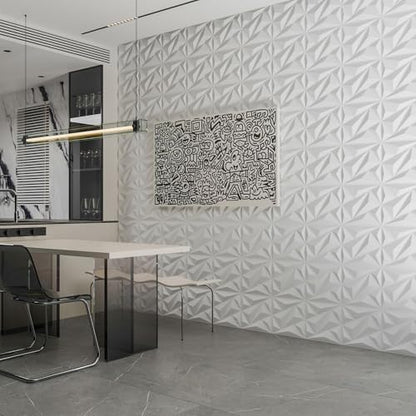Art3dwallpanels 33 Pack 3D Wall Panels Diamond, White, 12''x12'' - color: White, size: 33 Pack