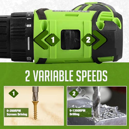 16.8V Cordless Drill, DEGLASERS Brushless Power Drill with Battery and Charger, 3/8”Keyless Chuck, 2 Variable Speed, 20+1 Torque Setting for Man/Women Home Use