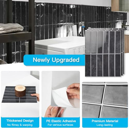Art3d Subway Peel and Stick Backsplash, 10-Pack, 11.4" x 9", Smoky Black - color: ‎Smoky Black