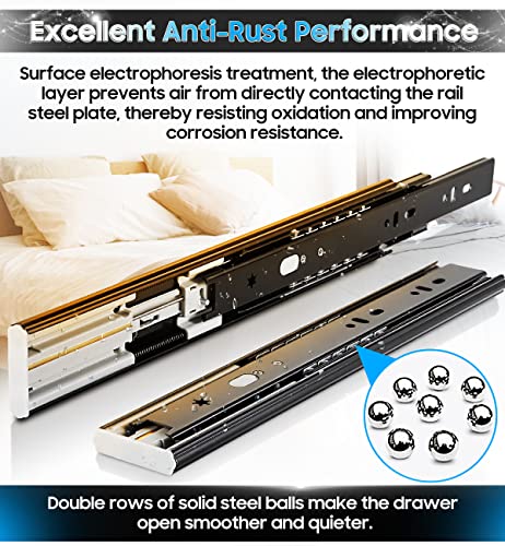 YENUO Soft Close Drawer Slides Full Extension Ball Bearing 12–24 Inch 100LB - color: Black-Soft Close, size: 18 Inch