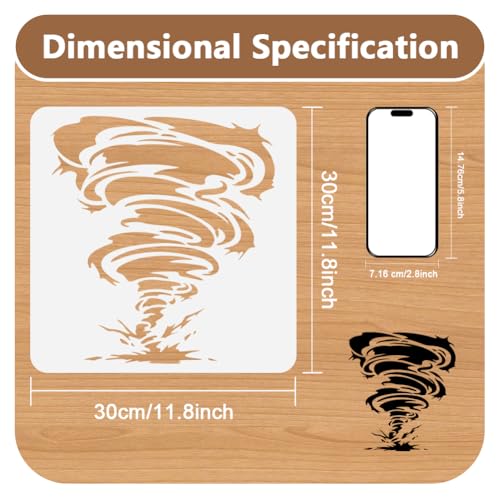 Tornado Wall Stencil for Painting 11.8" x 11.8" Reusable Plastic - style: Tornado
