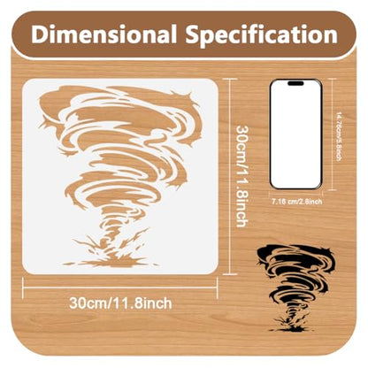 Tornado Wall Stencil for Painting 11.8" x 11.8" Reusable Plastic - style: Tornado