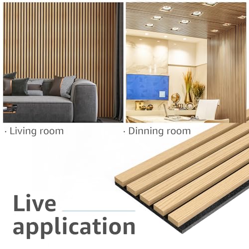 Art3d 4-Pack Fluted Acoustic Wood Slat Wall Panel, 107 x 8 Inch, Oak - color: Oak, size: 4pcs - 107＊8in.