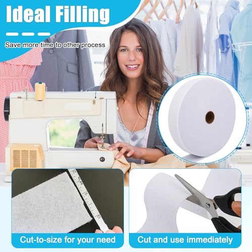 3 Roll Batting Strips 2 1/4in, Jelly Roll Rug Batting with Scissors, Rule
