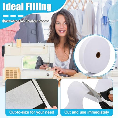 3 Roll Batting Strips 2 1/4in, Jelly Roll Rug Batting with Scissors, Rule