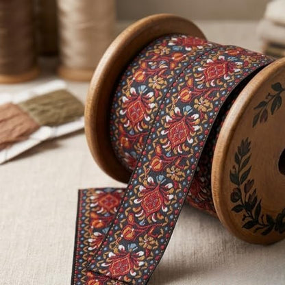 Vintage Jacquard Ribbon, 2-Inch Wide