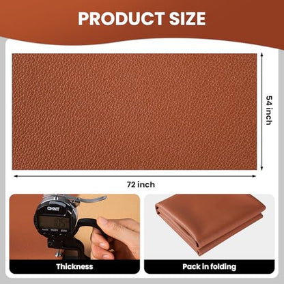 Marine Vinyl Fabric, Upholstery Faux Leather Fabric by The Yard, 1.05mm Lychee Texture Leather Sheets for Sofa Chairs Handbags Hair Bows Earrings Crafts (2 Yards 72''X 54'', Brown) - color: Brown, size: 2 Yard