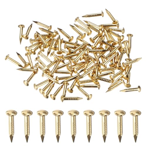 M METERXITY 100-Pack Small Tiny Nails, 1.2mm x 8mm Brass Precision MIni Nails Hardware Round Head for Wooden/DIY Crafts Decorative/Household Accessories/Picture Hanging - size: 1.2mm x 8mm