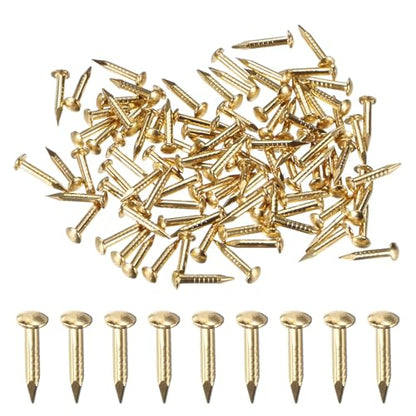 M METERXITY 100-Pack Small Tiny Nails, 1.2mm x 8mm Brass Precision MIni Nails Hardware Round Head for Wooden/DIY Crafts Decorative/Household Accessories/Picture Hanging - size: 1.2mm x 8mm