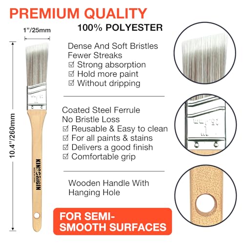 King Origin 6 PCS Paint Brushes, 1 Inch Angled Paint Brush - size: 1 Inch, 6 Pack