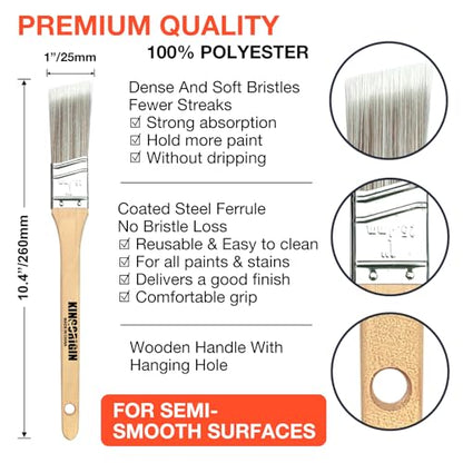 King Origin 6 PCS Paint Brushes, 1 Inch Angled Paint Brush - size: 1 Inch, 6 Pack