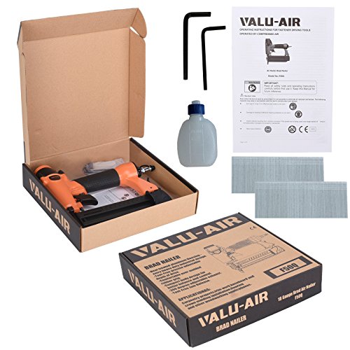 Valu-Air F50Q 18 Gauge Pneumatic Brad Nailer 3/8” to 2” for Cabinet, Trim, Baseboard, Chair Rail, and Finish Work (Needs An Air Compressor)