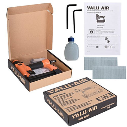Valu-Air F50Q 18 Gauge Pneumatic Brad Nailer 3/8” to 2” for Cabinet, Trim, Baseboard, Chair Rail, and Finish Work (Needs An Air Compressor)