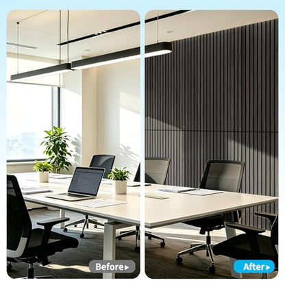 Art3d 47 x 23.6 in Acoustic Wood Slat Design Wall Panels, 4-Pack, Grey Oak - color: Grey Oak, size: 23.6" x 47"