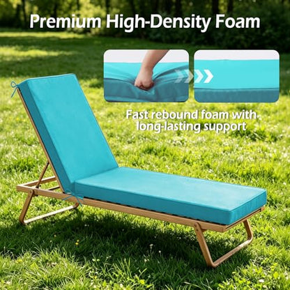 Chaise Lounge Cushions Outdoor, 72"x21"x3", Teal - color: Teal