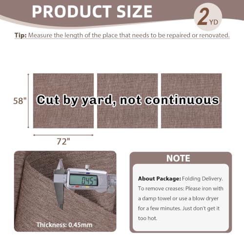 600D Outdoor Upholstery Fabric 58” W Waterproof Canvas Fabric by The Yard - color: Brown, size: 2 yard pre cut