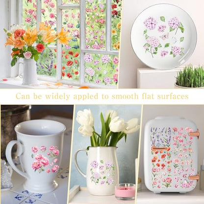 12 Pcs Flower Rub-On Transfers for Furniture & Crafts, 5.9 x 5.9 Inch - style: Flower