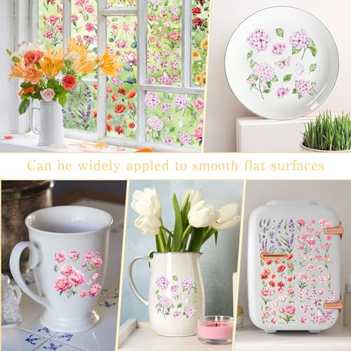 12 Pcs Flower Rub-On Transfers for Furniture & Crafts, 5.9 x 5.9 Inch - style: Flower