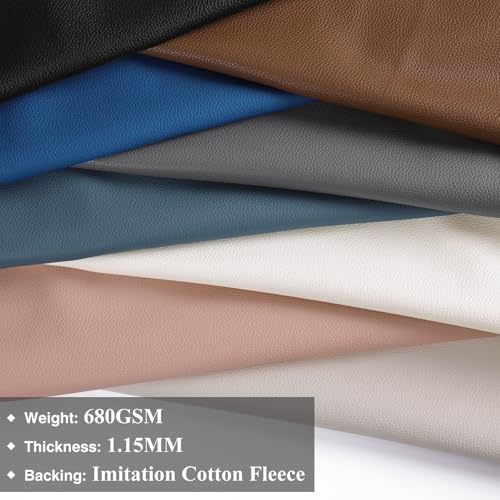 Faux Leather Fabric 55" W 1.15MM Thicken Marine Vinyl Fabric 8 Yards - color: Black, size: 8 Yards