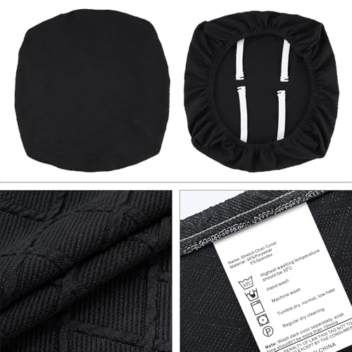 Fuloon Dining Chair Seat Covers Stretch Slipcovers, 6 Pack, Black - color: Black, size: Not Waterproof