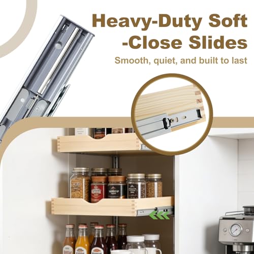 Soft Close Wood Pull Out Cabinet Drawer, 20", Fits 21"+ Opening - size: 20inch
