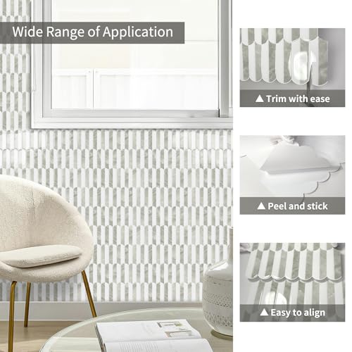 10-Sheet Upgraded Thicker Peel and Stick Kitchen Backsplash Tiles - color: Beige