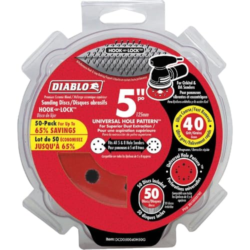 Diablo Premium Fast Sanding Discs - 5" Dia, 40-Grit, Ultra Coarse, 50-Pack - style: 40-Grit, Ultra Coarse - Pack of 50