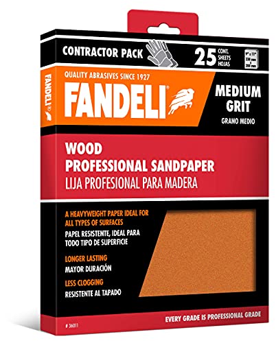 Fandeli |Wood Sanding Paper | Medium Grit | 25 Sheets of 9'' x 11'' | Perfect for Sanding Wood | Hand Sanding | Orbital Sanders - style: medium grit