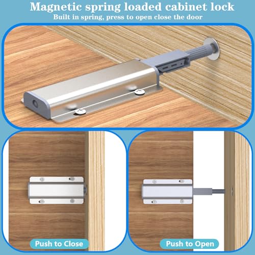 Push to Open Door Latch for Cabinet Door 2 Pack Magnetic Push to Open Cabinet Hardware Heavy Duty Touch Latch for Closet Kitchen Doors Cabinets Drawers Wardrobes