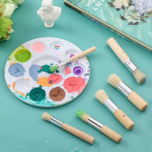 6 Pcs Natural Bristle Stencil Brush Set, 6 Sizes for Acrylic Oil Watercolor