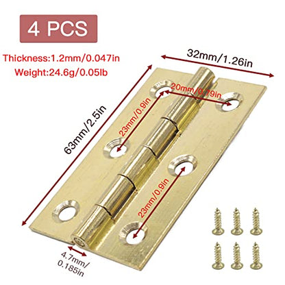 4 Pack Brass Cabinet Hinges 2.5 Inch for Cabinets and Furniture - size: 2.5inch