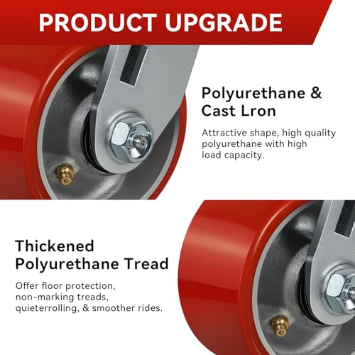 4"x2" Industrial Casters- Heavy Duty casters,Polyurethane Casters Wheel,Capacity up to 3200 Lb. Use for Platform Truck, U-Boat Cart,Workbenches(4 Swivel) - style: 4 inch