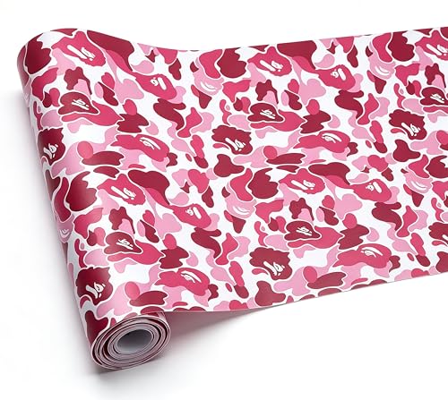 Self-Adhesive Vinyl Pink Camouflage Contact Paper Peel and Stick Camouflage Wallpaper for Walls Cabinets Furniture Door Classroom Arts Crafts Removable 17.7x393 Inches - size: 17.7"W x 393"L