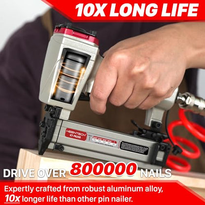 KEENTECH Pneumatic Pin Nailer 23 Gauge with 2160pcs 5/32" to 1" Pin Nails - color: Silver, size: Fit 5/32" to 1" Pin Nails
