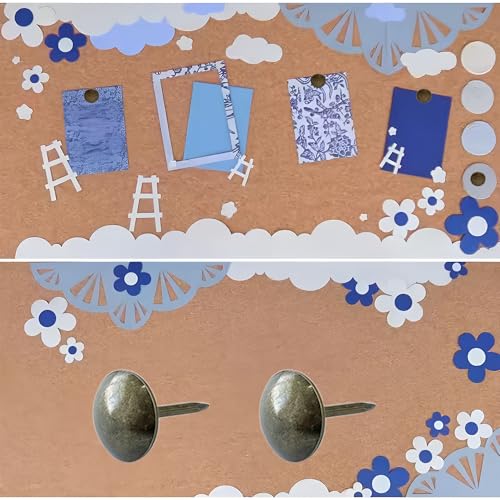 350Pcs Bronze Upholstery Tacks 7/16'' Round Head Decorative Furniture Nails Antique Thumb Tacks for Sofa Chair DIY Projects Cork Board Home Decor 11x17mm - size: 350Pcs