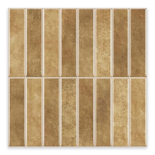 10 Sheets Thicker Design Peel and Stick Backsplash, Self Adhesive Wall Tiles, Stick on Backsplash for Kitchen and Bathroom, 11.8"x11.8", Light Brown - color: Light Brown