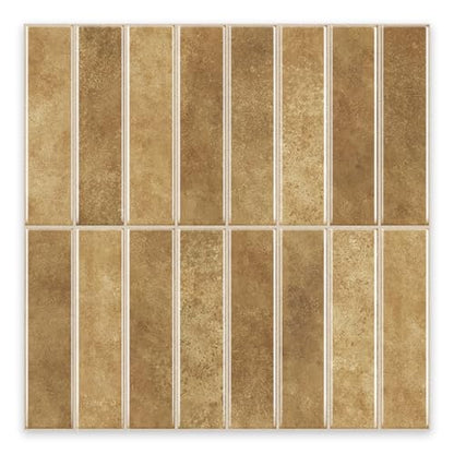 10 Sheets Thicker Design Peel and Stick Backsplash, Self Adhesive Wall Tiles, Stick on Backsplash for Kitchen and Bathroom, 11.8"x11.8", Light Brown - color: Light Brown