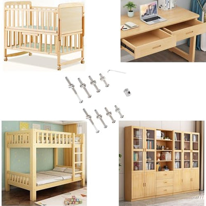 Baby Bed Frame Bolts, Crib Screws Hardware ReplacementKit M6x20/40/60/80mm Hex Drive Socket Cap Screws Barrel Nuts Wooden Dowel Kit for Beds Chairs Furniture et (80Set) - size: 80Set
