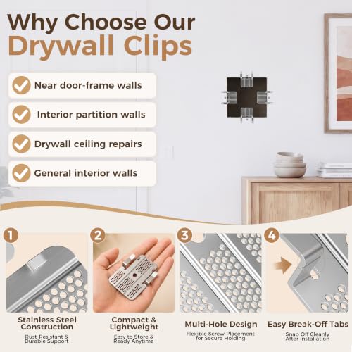 32 Pack Drywall Repair Clips, Drywall Clips Repair for 1/2" & 5/8" Panels - color: Silver-32 Pack