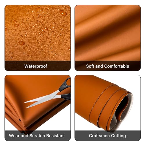 Faux Leather Fabric,54"x72" 1.2mm Thick Durable Synthetic Upholstery Leather Vinyl, Soft Smooth Waterproof, Durable,Replacement Renovate for Wallets, DIY Projects, Furniture, Car Seats 2 Yards-Brown - color: Brown, size: 2 Yards (54" x 72")