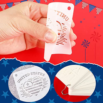 Augshy 56 Pack 4th of July Patriotic Stencils for Americana Painting Crafts - style: Patriotic